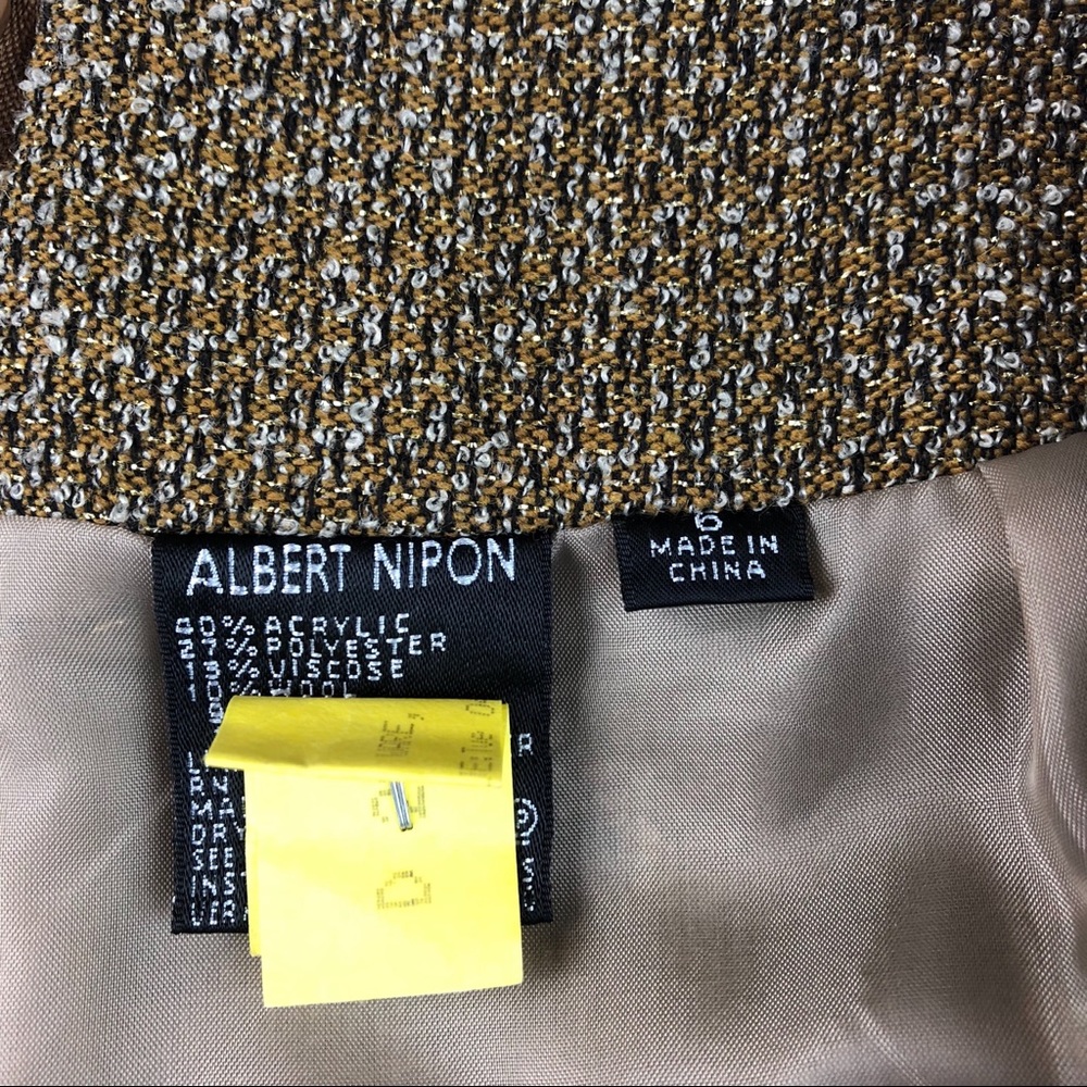 Albert Nipon Gold Knit Wool Blend Pencil Skirt - image 5